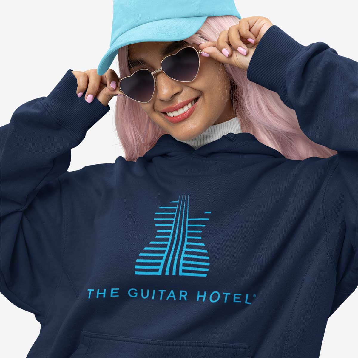 Guitar Hotel Pullover Hoodie in Navy image number 4