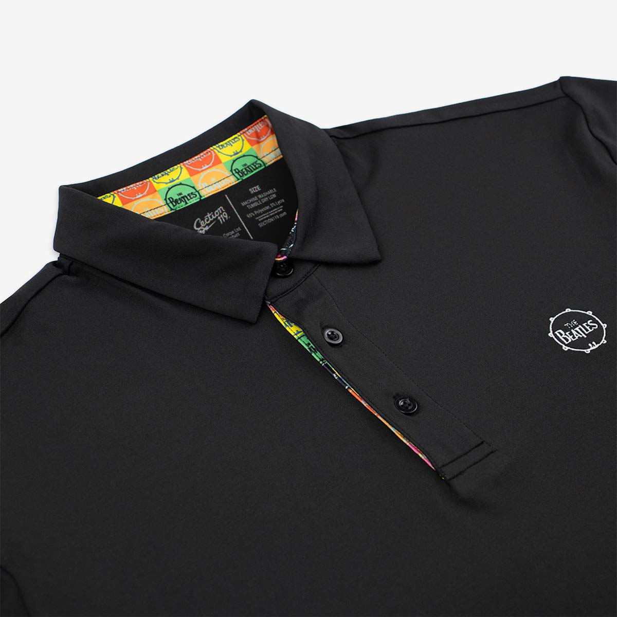 The Beatles Dry Fit Polo in Black image number 4