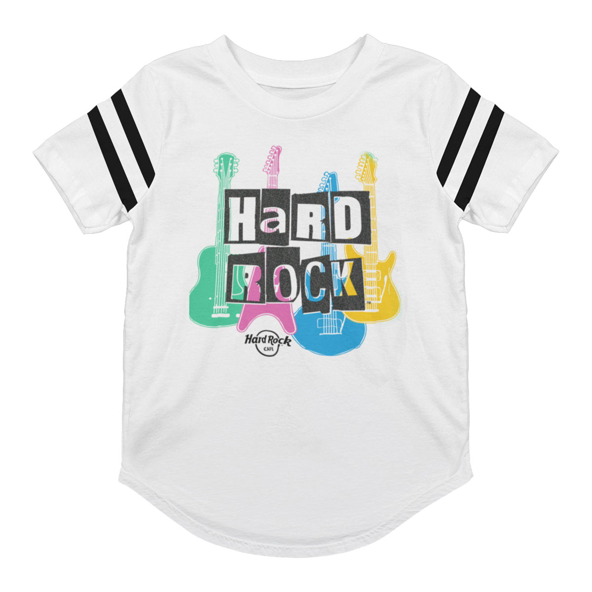 Rock Kids Ringer Tee in White with Cut Out Letters Design image number 1