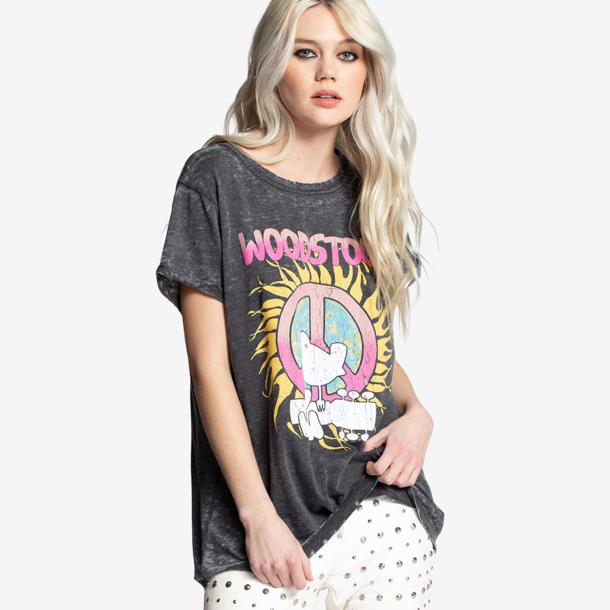 Woodstock Fitted Tee with Back NY 1969 Design by Recycled Karma image number 3