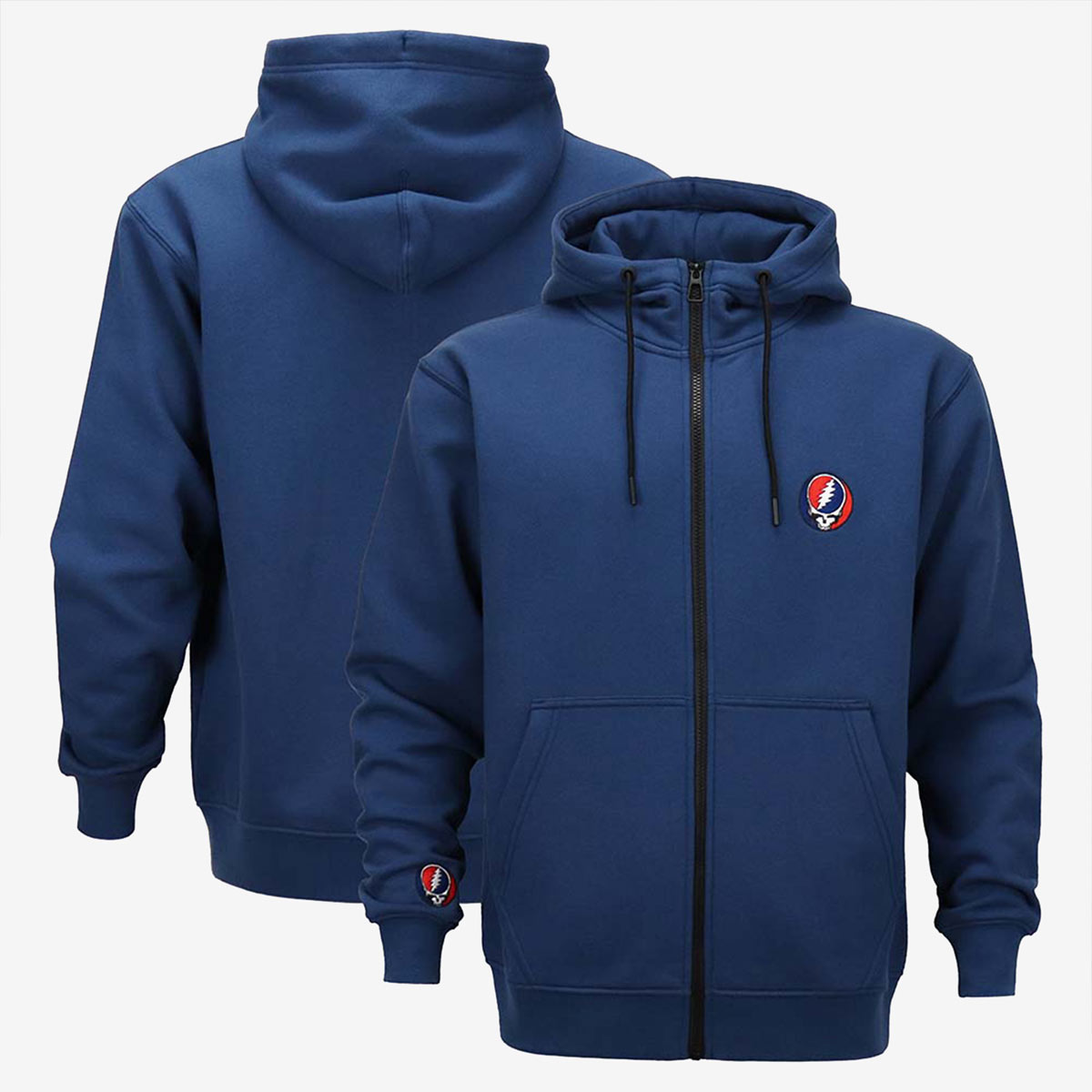 Grateful Dead Stealie Skull Zip-Up Hoodie in Navy image number 4