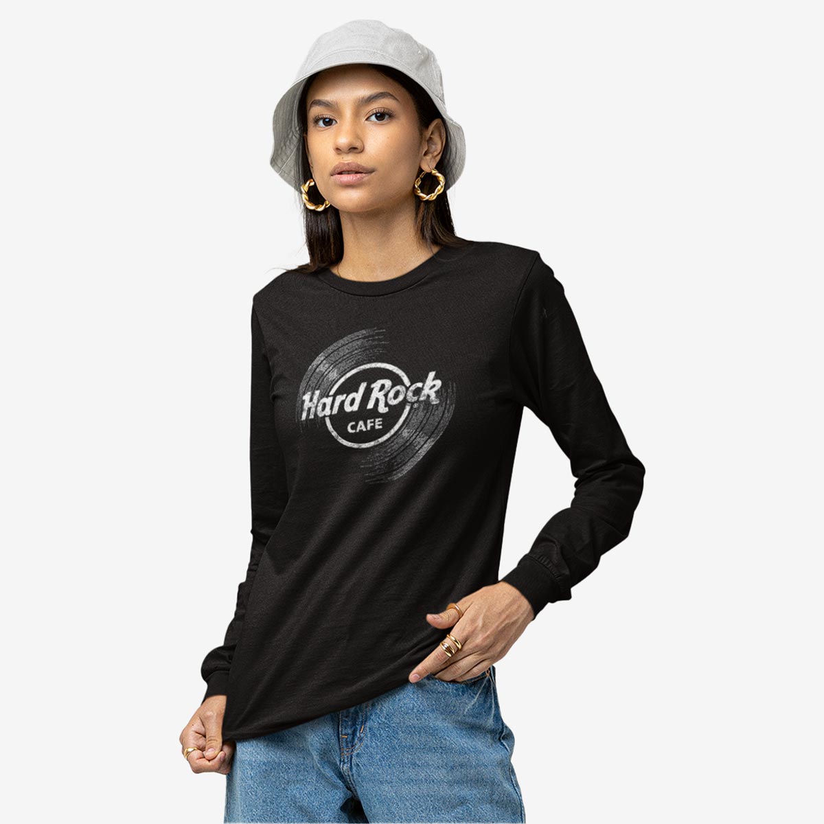 Hard Rock Vinyl Logo Unisex Longsleeve in Black image number 6