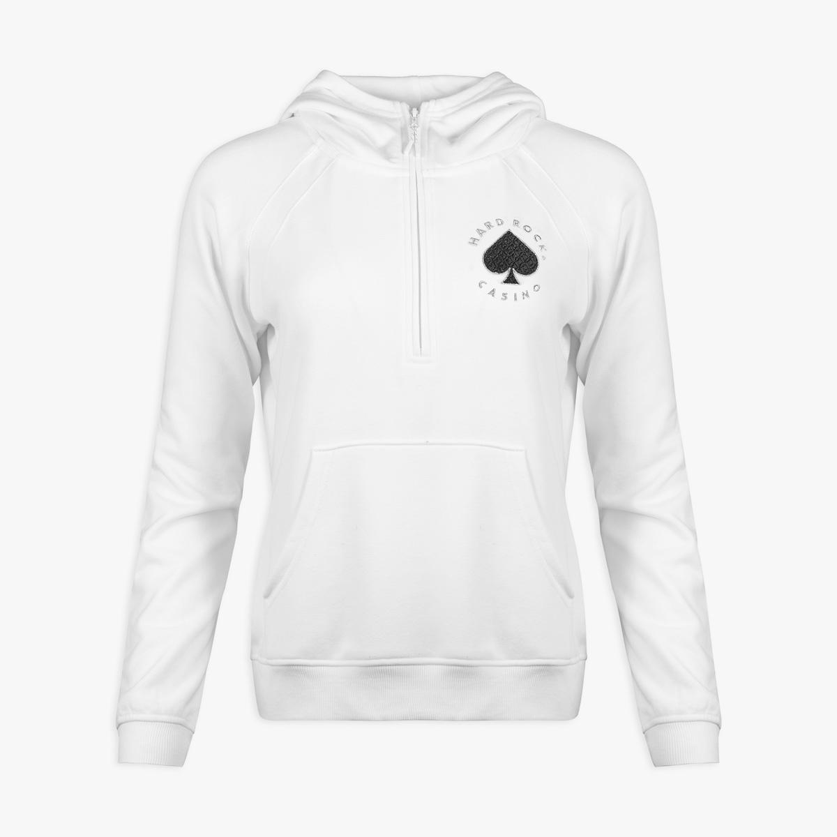 Women's Casino Half Zip White Hoodie image number 1