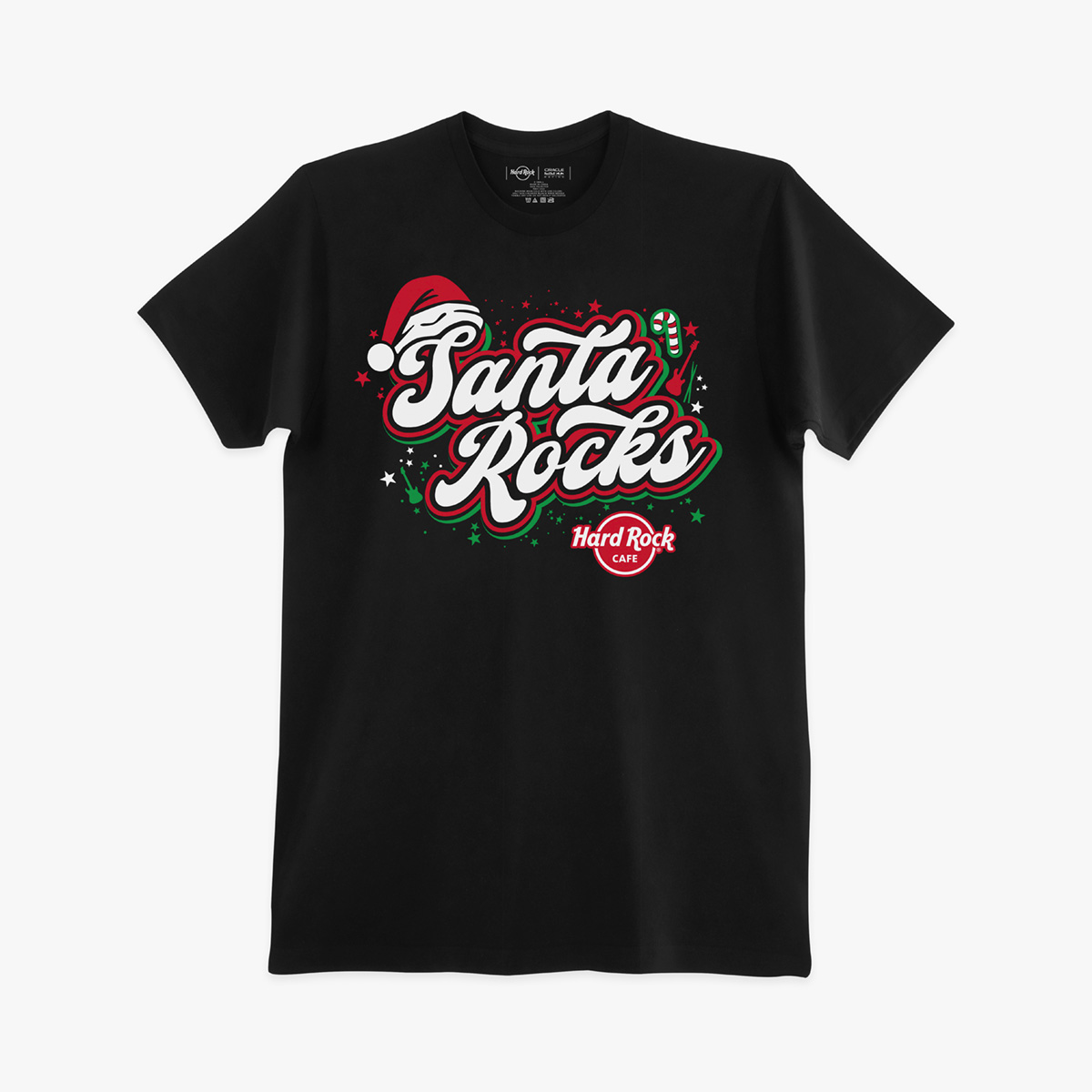 Hard Rock Adult Fit Santa Rocks Tee in Black image number 1