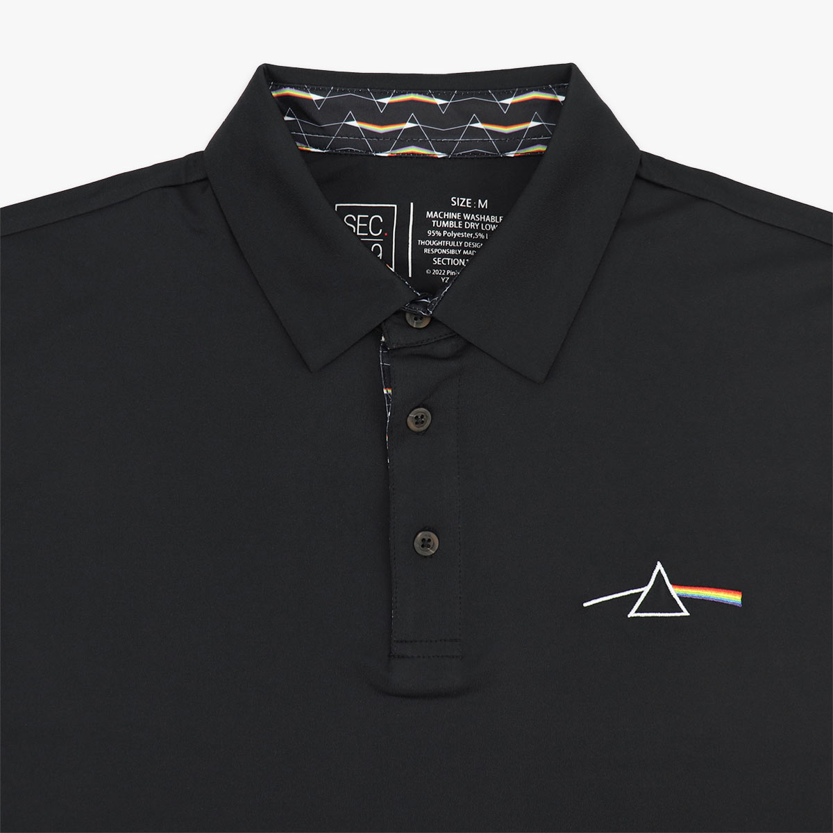 Pink Floyd Dark Side of the Moon Dry Fit Polo in Black image number 2