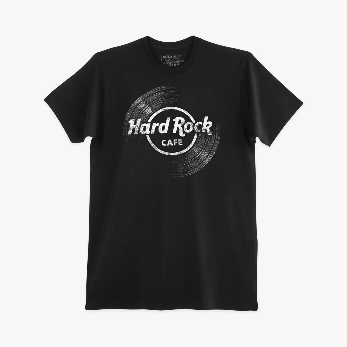 Hard Rock Vinyl Logo Men's Shortsleeve Crewneck Tee in Black image number 1