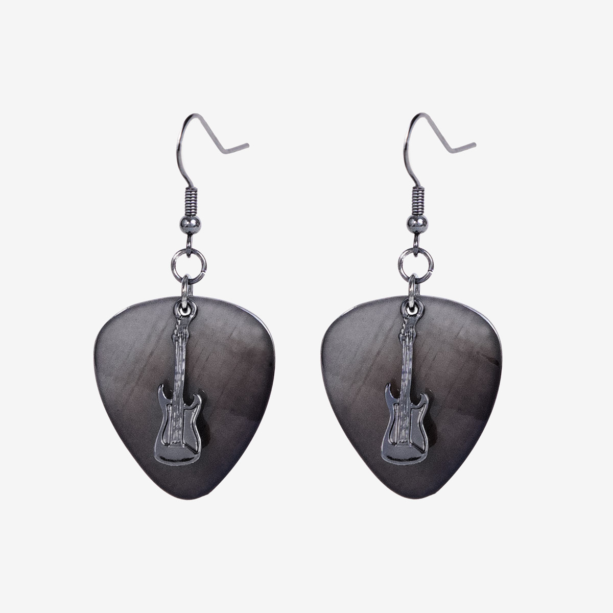 Hematite Guitar Pick Earrings image number 1