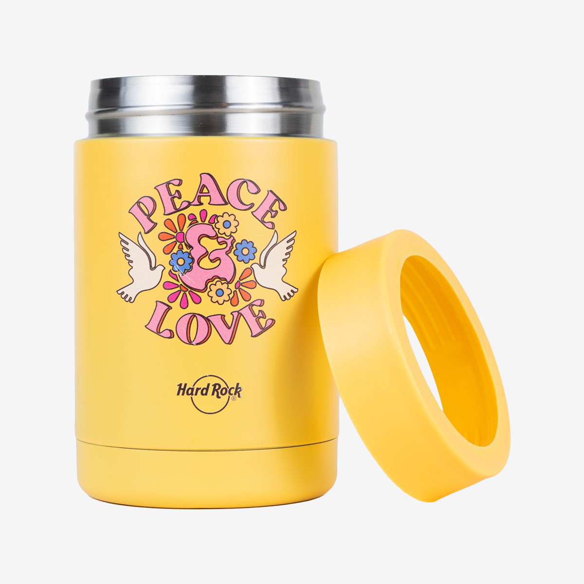 Hard Rock Festival Peace and Love Koozie in Yellow image number 2