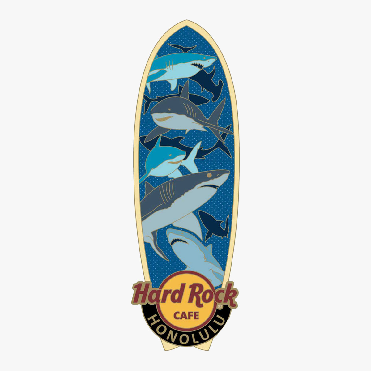 Honolulu Shark Surfboard Pin image number 1