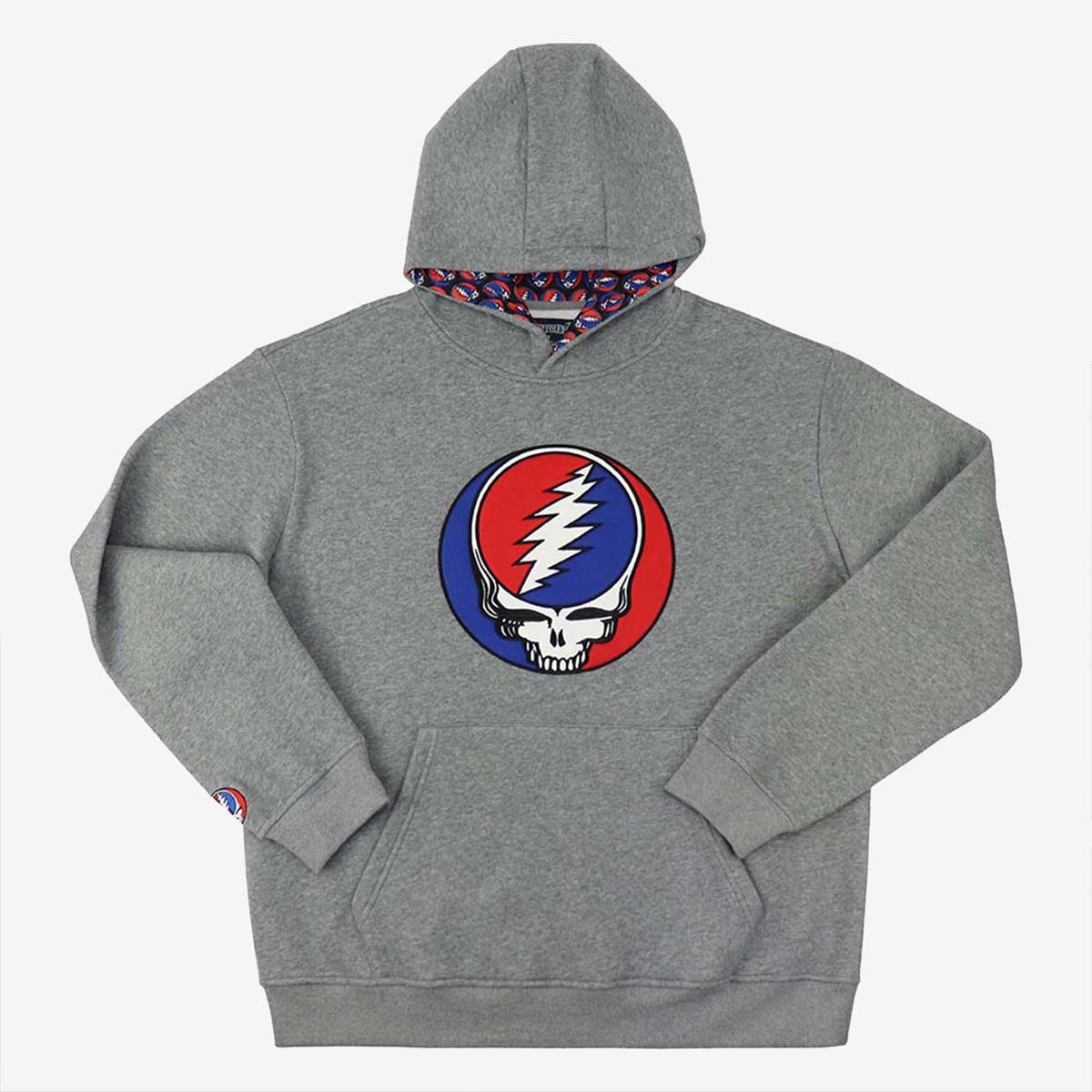 Grateful Dead Lightning Bolt Skull Hoodie in Grey image number 3