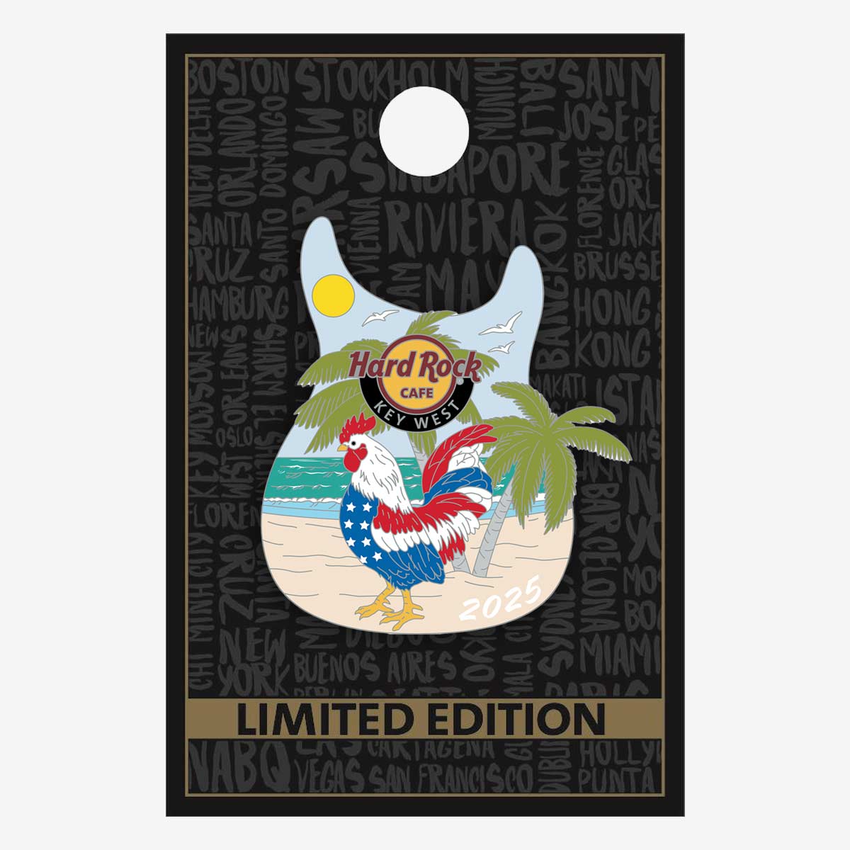 Limited Edition Key West Patriotic Rooster Pin image number 2