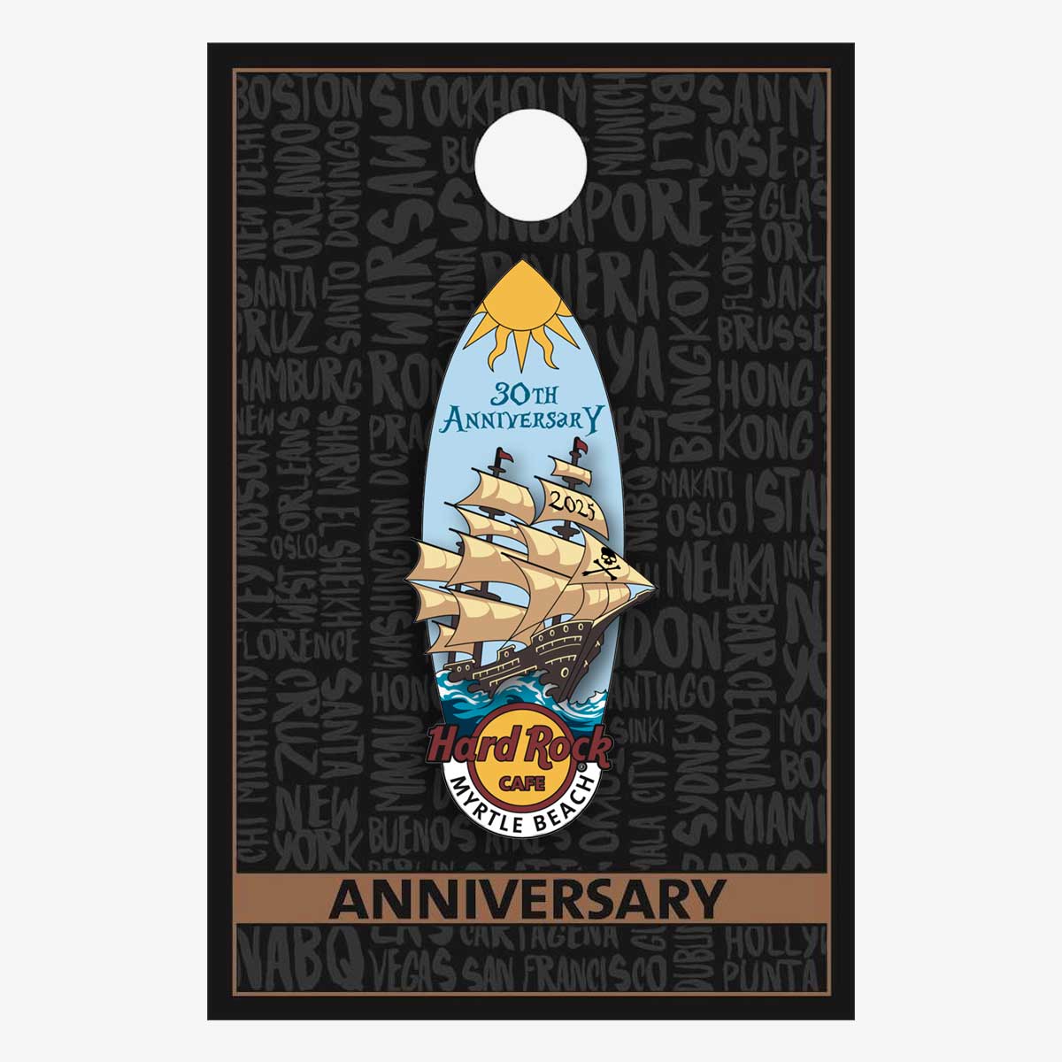 Limited Edition Myrtle Beach 30th Anniversary Rockin' Surfboard Pin image number 2