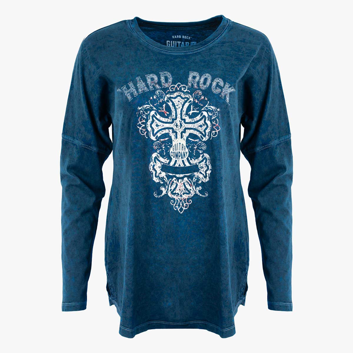 Guitar Company Slim Fit Dropshoulder Longsleeve Tee in Navy image number 3