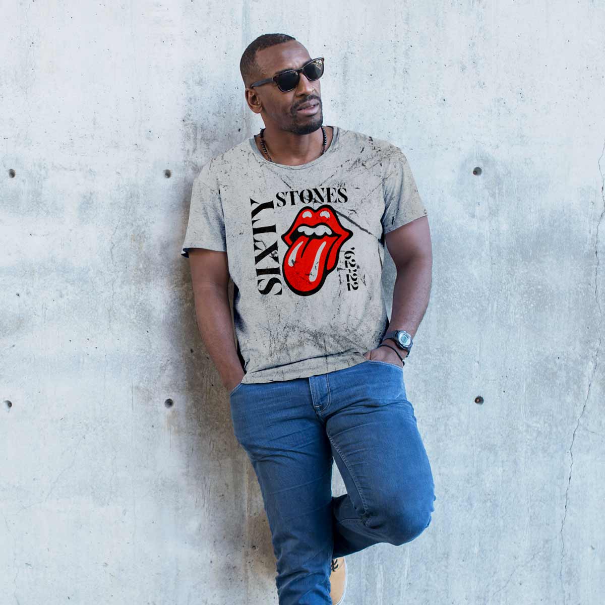 Rolling Stones Shortsleeve T-Shirt in Washed Smoke Grey image number 3