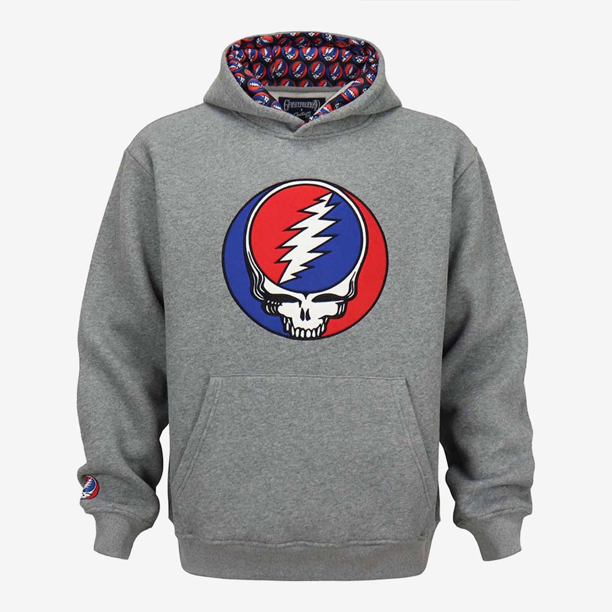 Grateful Dead Lightning Bolt Skull Hoodie in Grey image number 1