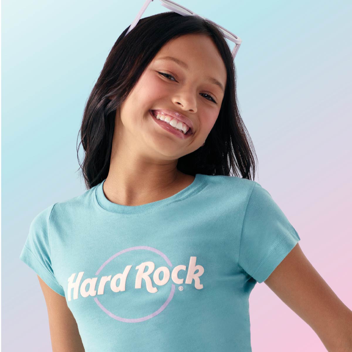 Hard Rock Youth Fit Pop of Color Tee in Light Aqua image number 3