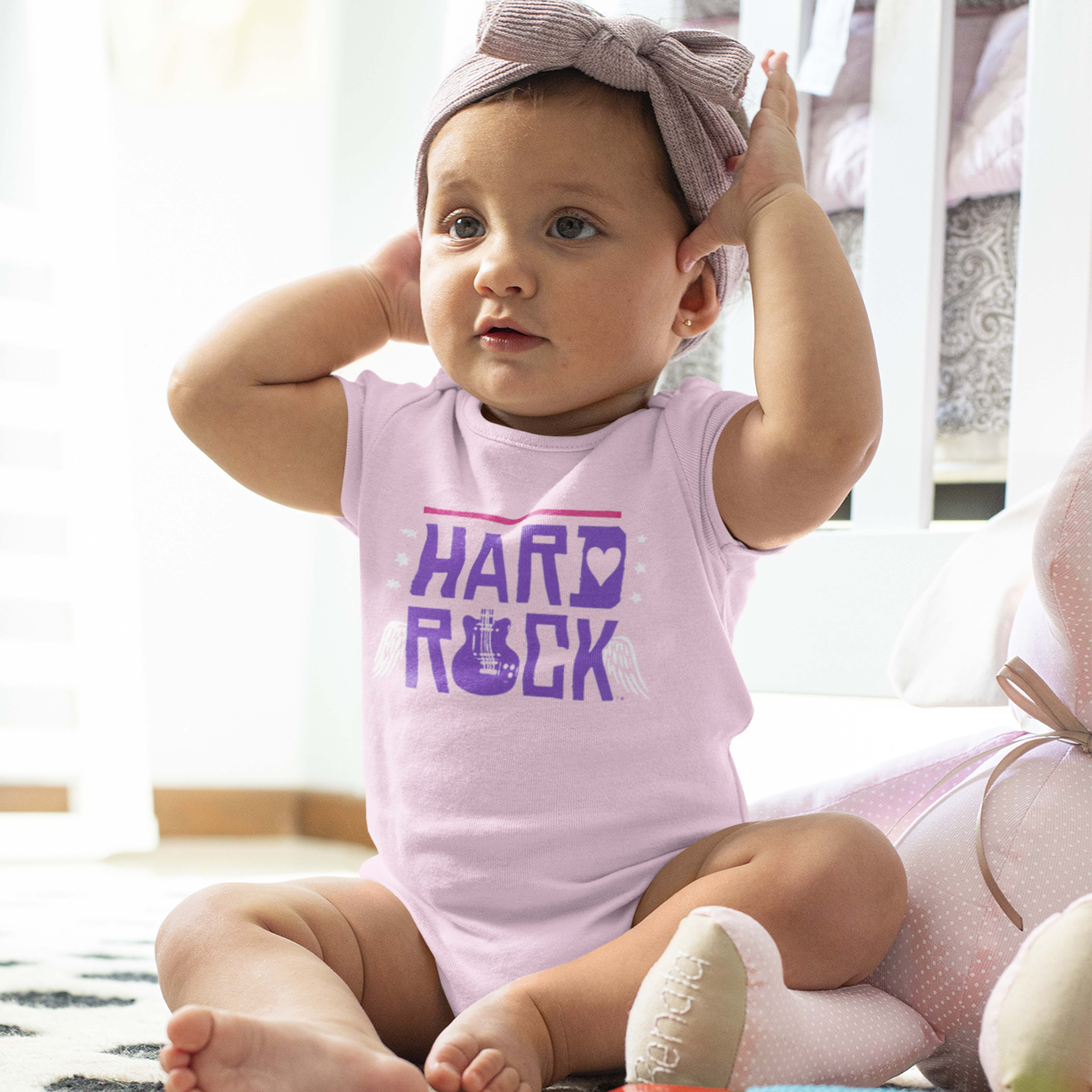 Rock Kids Baby Onesie in Pink with Logo Wings Design image number 3