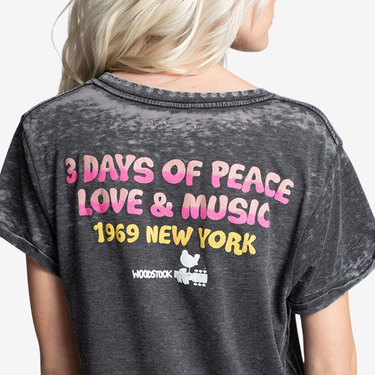 Woodstock Fitted Tee with Back NY 1969 Design by Recycled Karma image number 2