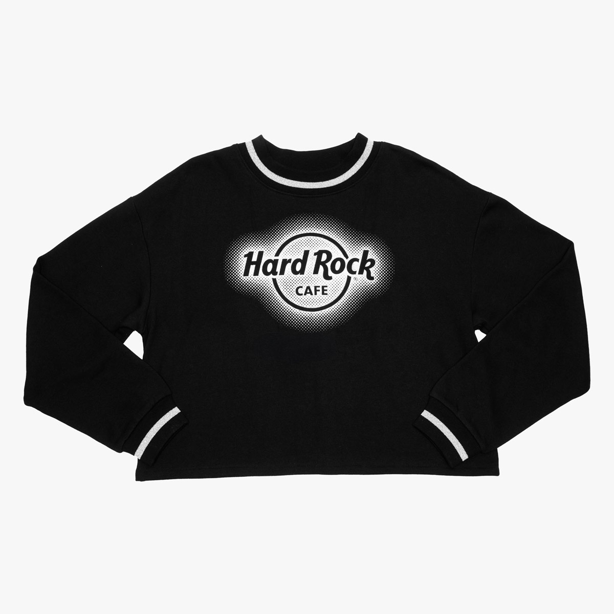 Metallic Silver Glitter Hard Rock Logo Ladies Crewneck Sweater image number 2