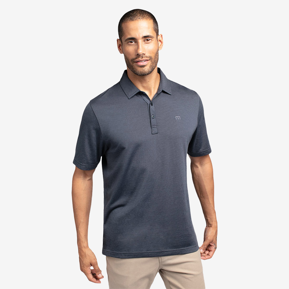 Travis Mathew x Hard Rock Zinnia Collar Stay Polo in Vintage Indigo image number 1