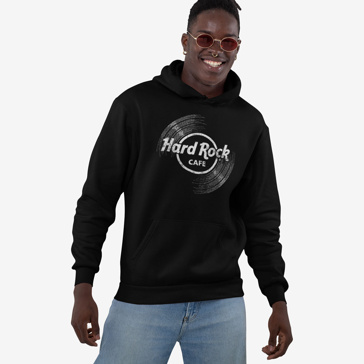 Hard Rock Vinyl Logo Unisex Hoodie in Black image number 6