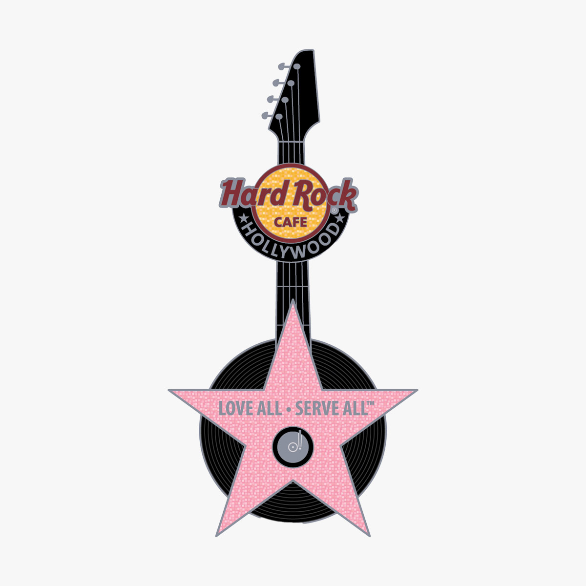 Hollywood Pink Star Guitar Pin image number 1