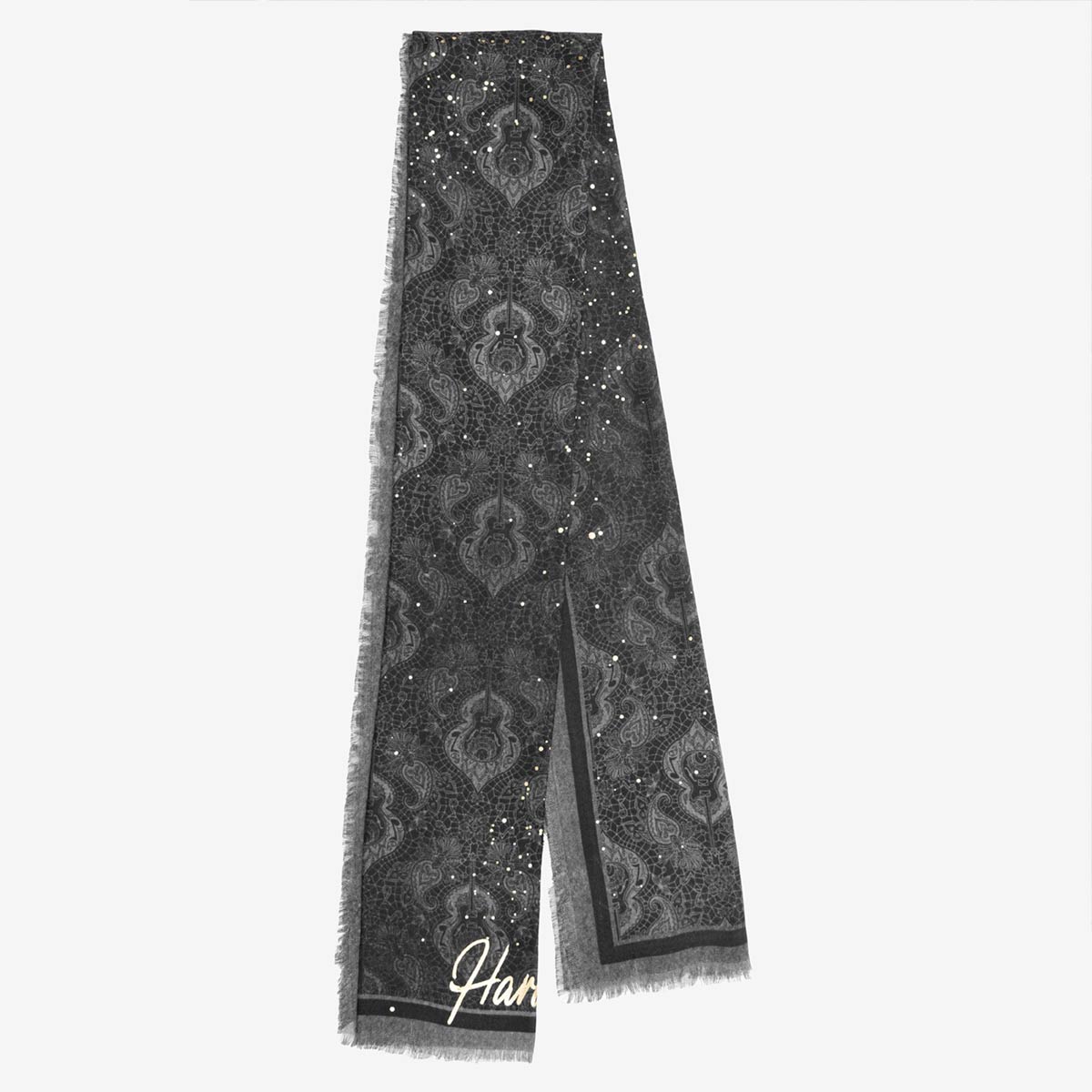 Black Paisley Foil Guitar Scarf image number 2