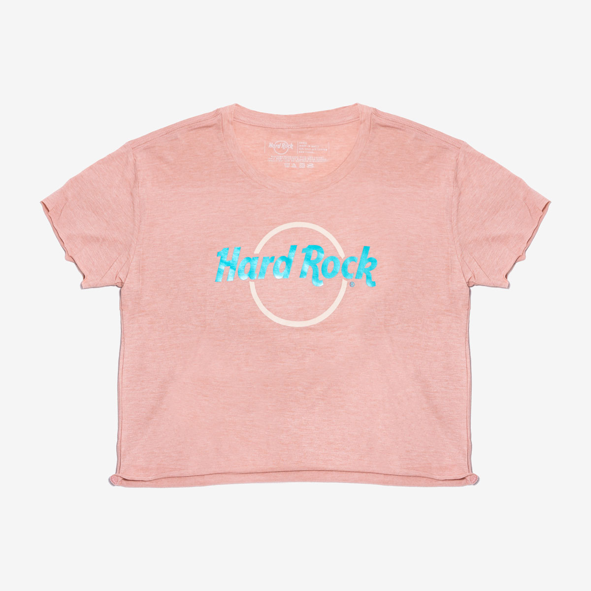 Lds HR Foil Logo Crop Tee- Pink image number 2