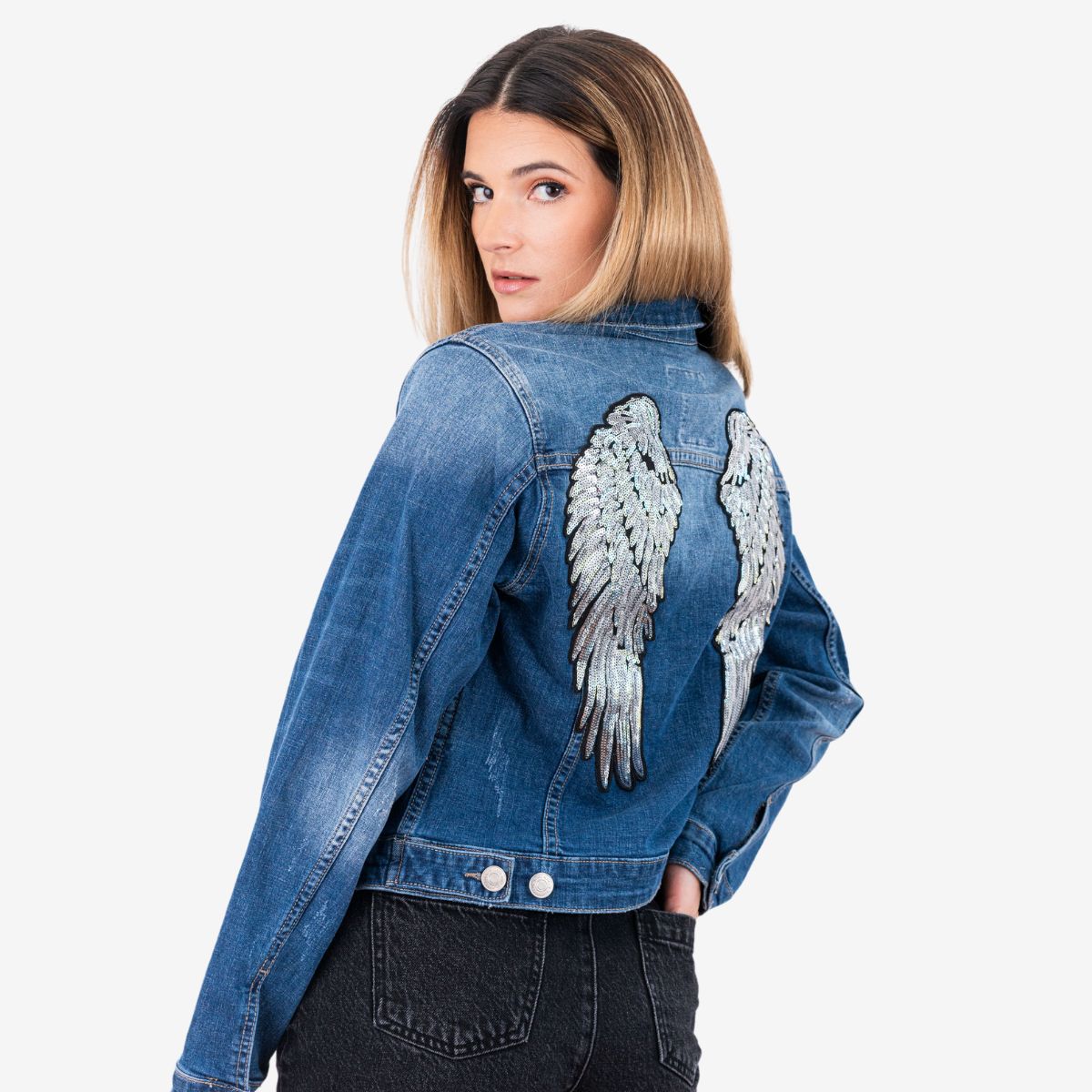 Guitar Company Sequin Wing Denim Jacket image number 1