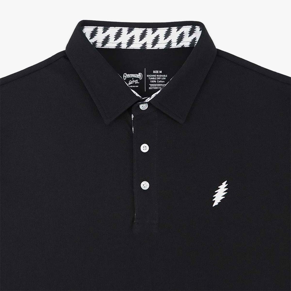 Grateful Dead Simple Bolt Pique Polo in Black image number 2