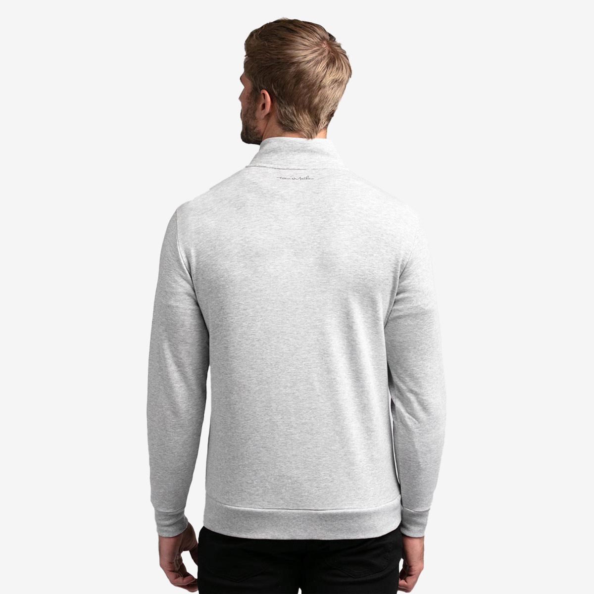 Travis Mathew x Hard Rock Cloud Quarter Zip Pullover Fleece in Light Grey image number 3