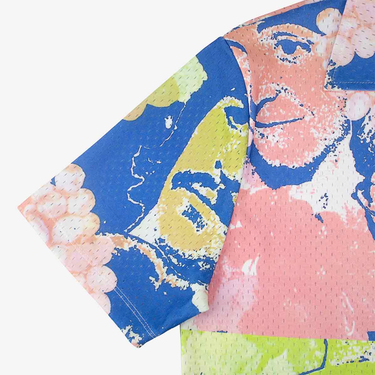 The Beatles Portrait Mesh Short Sleeve Button Down in Blue image number 6