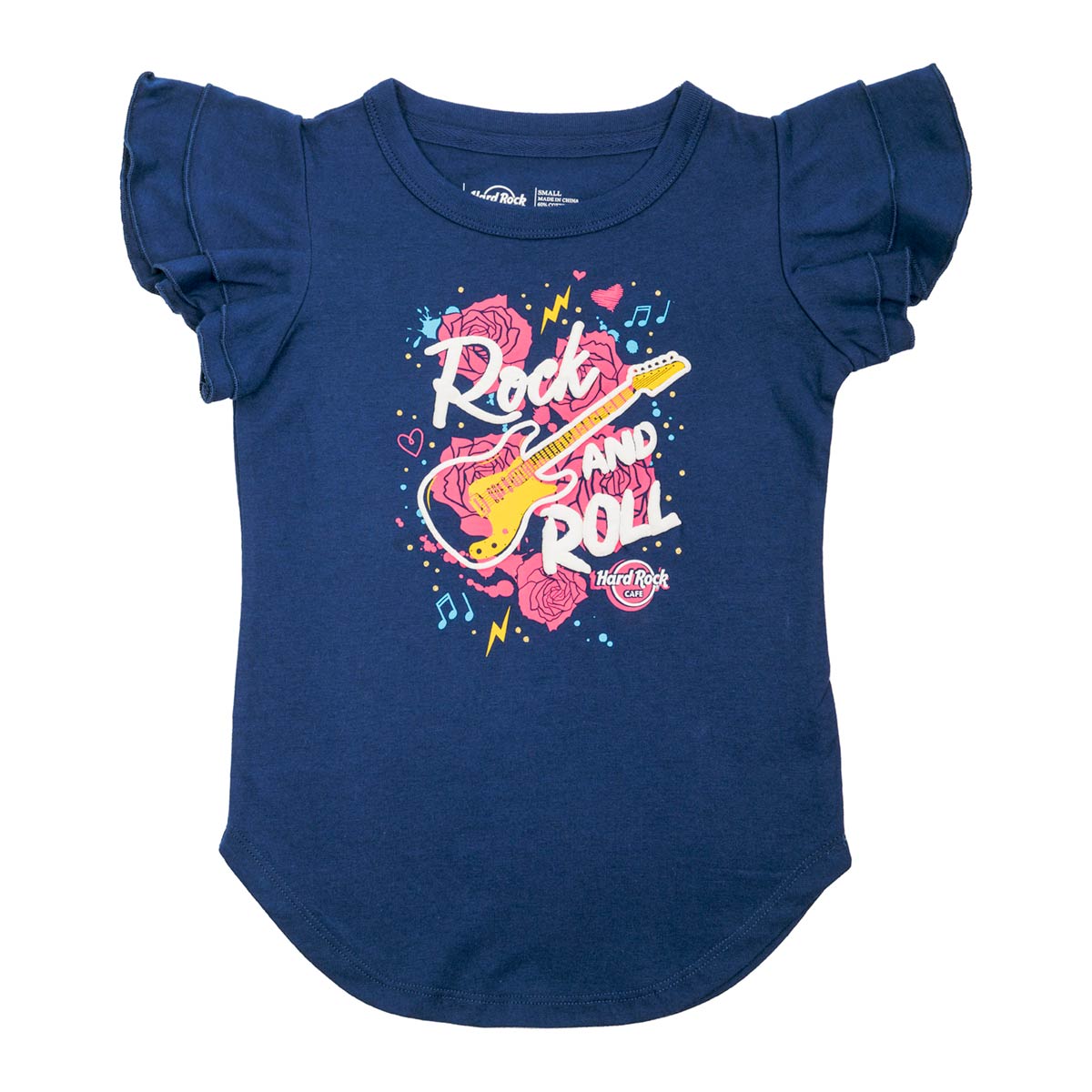 Rock Kids Guitar Tee in Navy with Flounce Sleeves image number 4