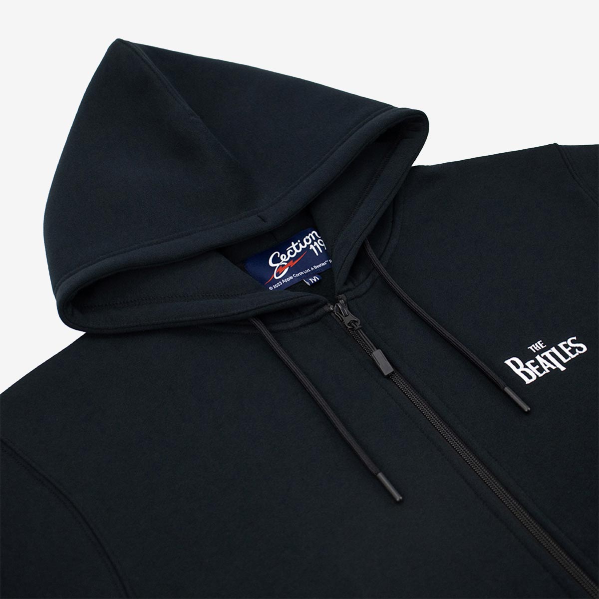 The Beatles Premium Tackle Twill Logo Zip-Up Hoodie in Black image number 3