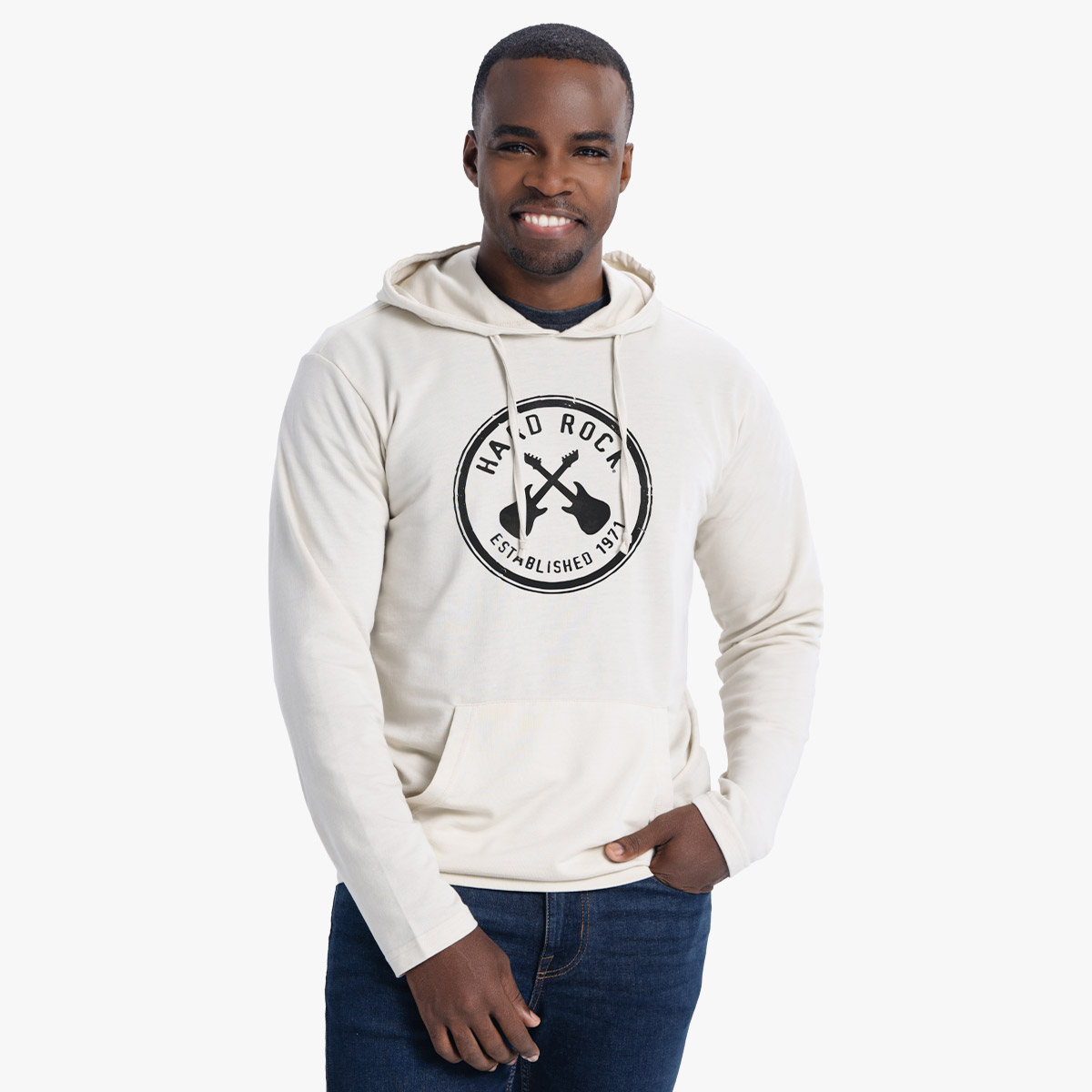 Unisex Fit Cross Guitars Harbor Hoodie in Oatmeal White image number 1