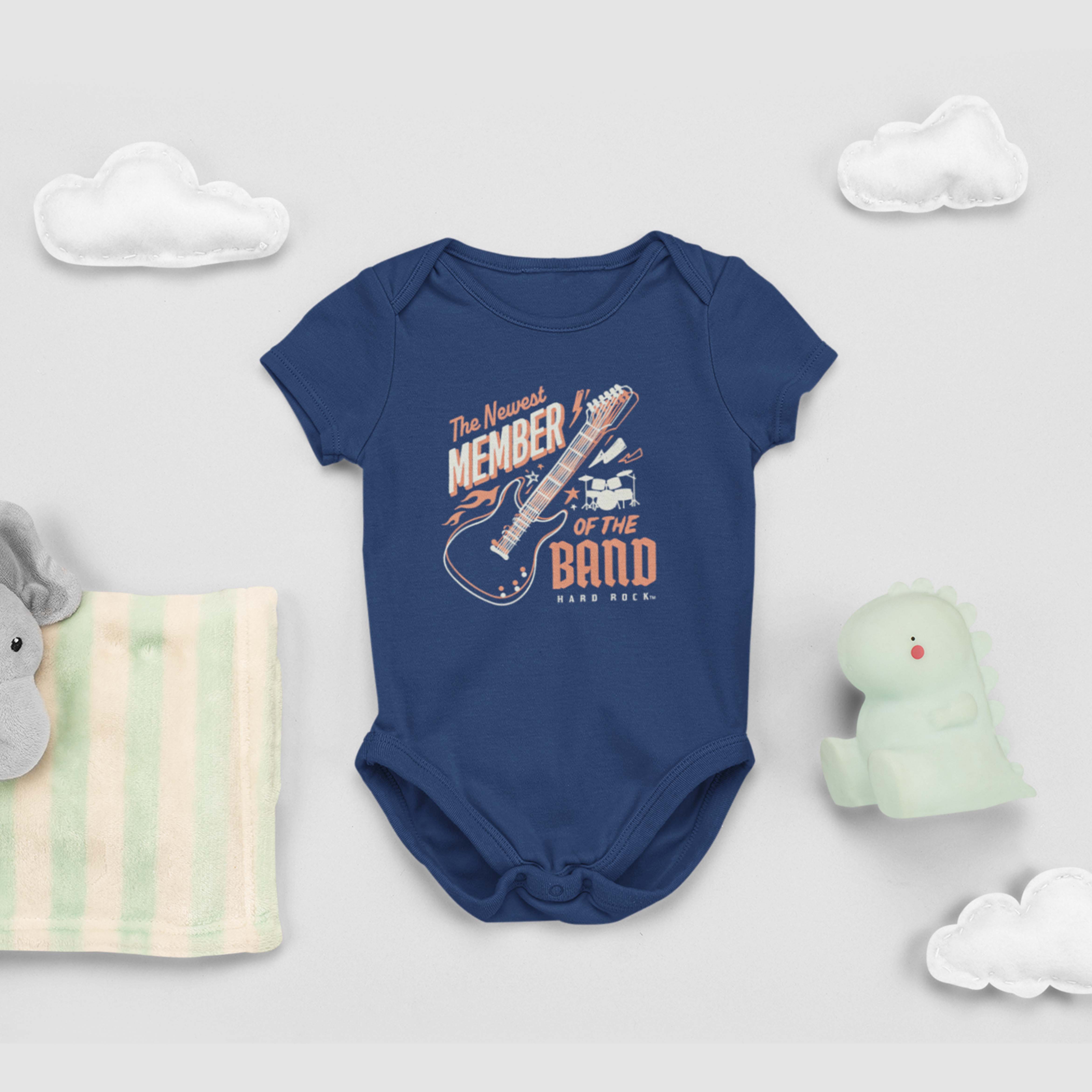 Rock Kids Baby Onesie in Navy with Band Member Design image number 3