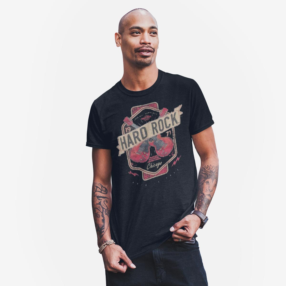 Men's Twin Guitar Applique Tee image number 1