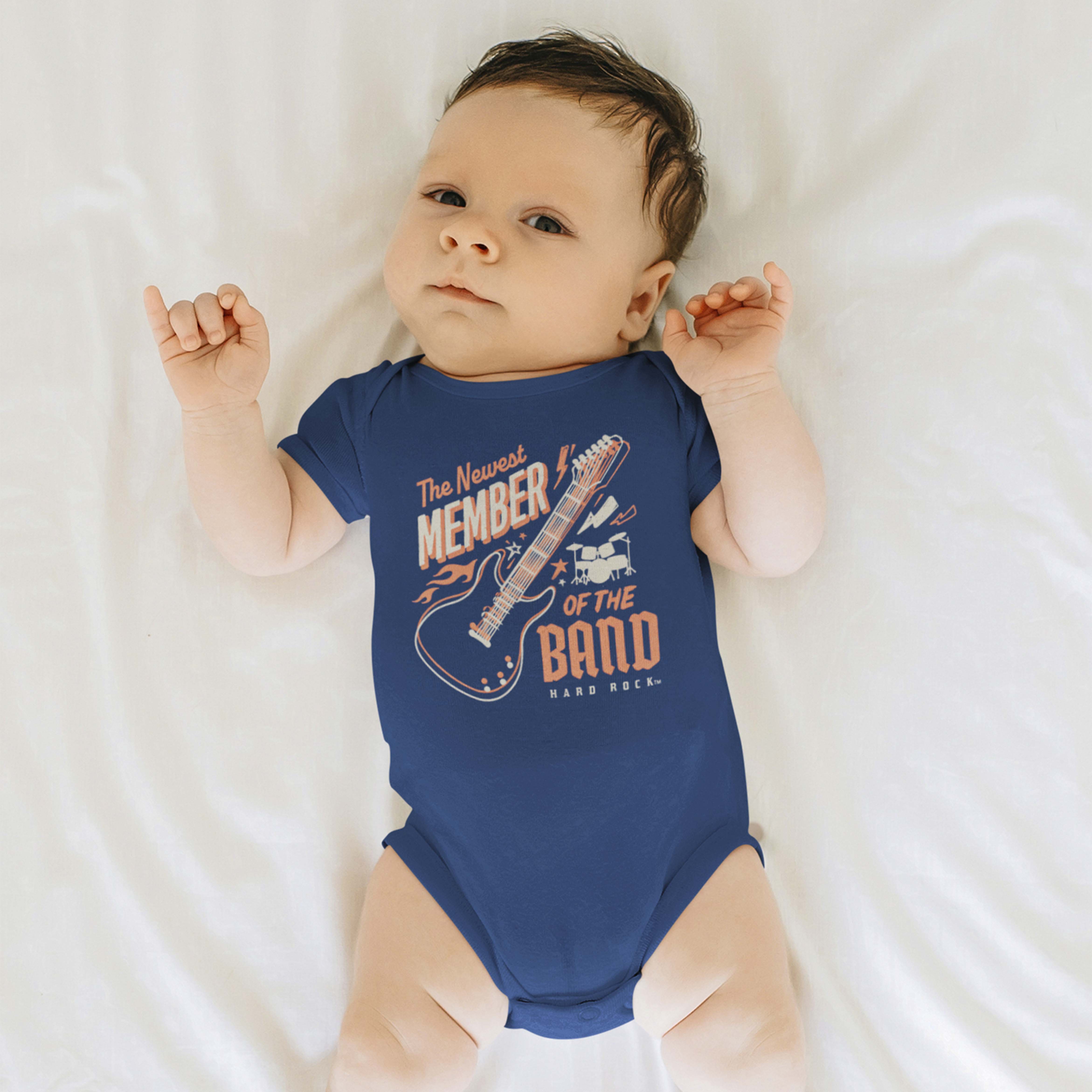 Rock Kids Baby Onesie in Navy with Band Member Design image number 4