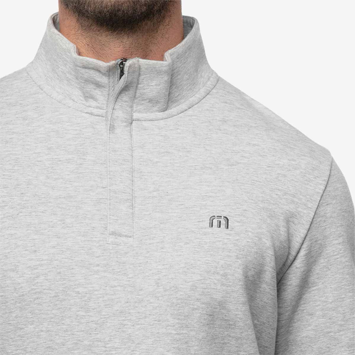 Travis Mathew x Hard Rock Cloud Quarter Zip Pullover Fleece in Light Grey image number 4